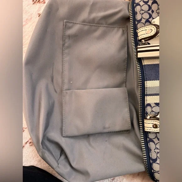 Coach Signature Striped Molly Satchel Denim Color Preowned - Picture 6 of 8